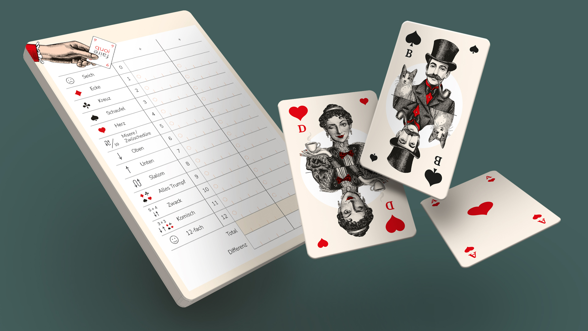 Jassblock und Karten